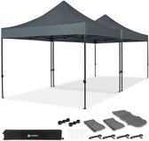 VONROC Easy-Up Partytent – 6x3 m – Premium easy-up Partytent - Set incl. 2x Tent en 1x Koppel-systeem - Modulair Ontwerp – Opvouwbaar – Waterdicht – Stalen Frame - 50+ UV Bescherming - Incl. Opbergtassen – Grijs
