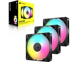 CORSAIR RS120 ARGB PWM 120 mm ventilator - Case fan - Triopak - 4 pins PWM & +5V-ARGB aansluiting - AirGuide Technologie - Magnetic Dome lager - Zwart