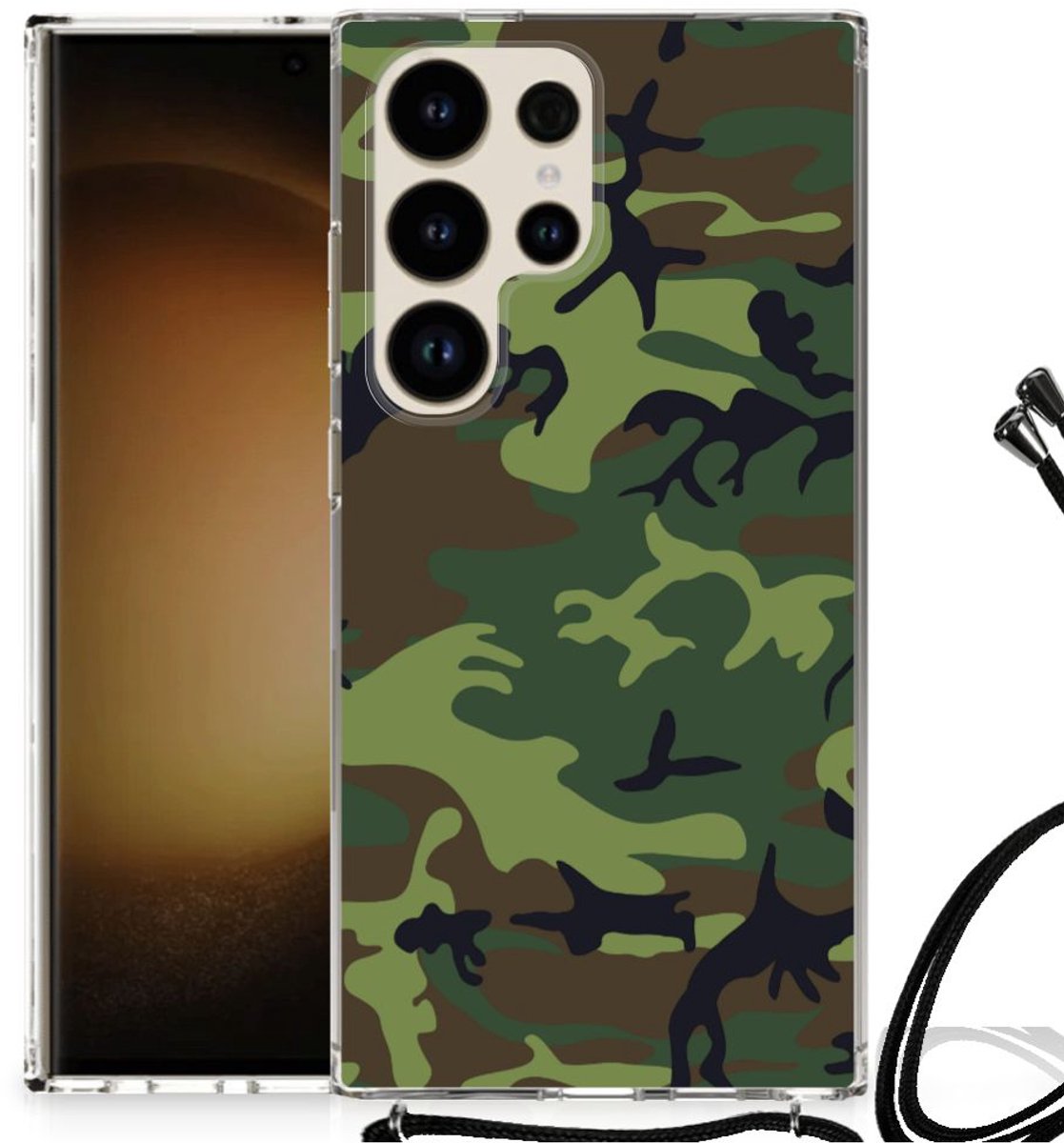 Samsung Galaxy S24 Ultra Doorzichtige Silicone Hoesje Army Dark