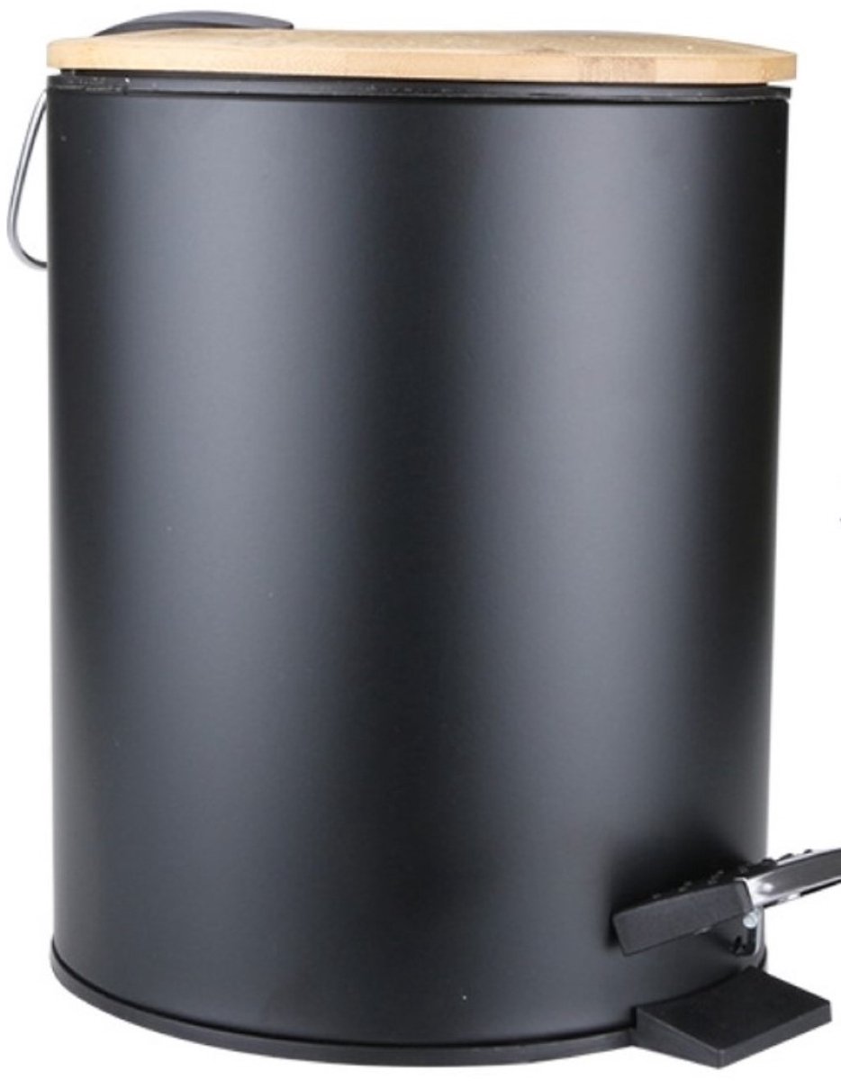 Goedkoopste Ceruzo Prullenbak - 5 Liter - Bamboe deksel - Soft close - Binnenemmer - Mat Zwart