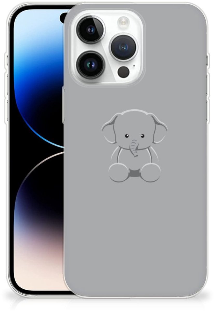 iPhone 14 Pro Max Telefoonhoesje met Naam Grijs Baby Olifant