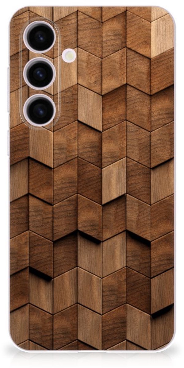 Bumper Hoesje voor Samsung Galaxy S24 Plus Wooden Cubes
