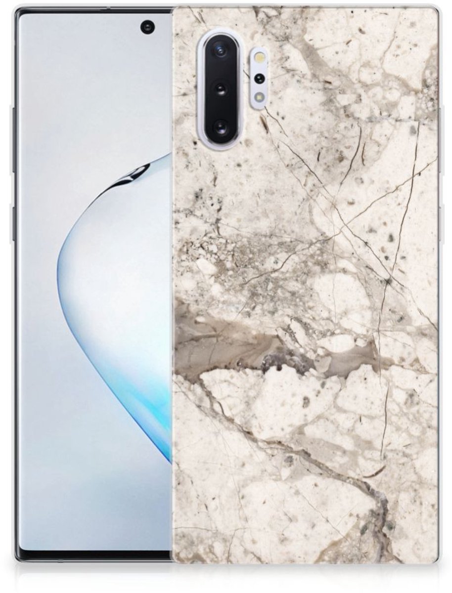 Samsung Galaxy Note 10 Plus TPU Siliconen Hoesje Marmer Beige