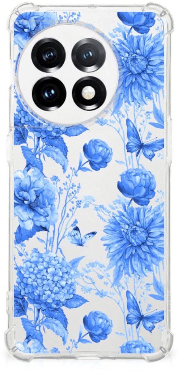 Back Cover voor Case voor OnePlus 11 Flowers Blue
