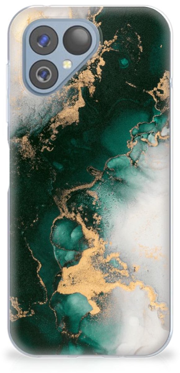 TPU Siliconen Hoesje voor Fairphone 5 Marmer Groen