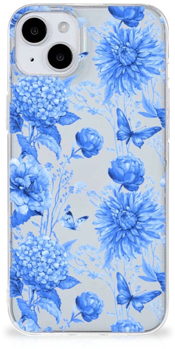 TPU Case voor iPhone 15 Plus Flowers Blue