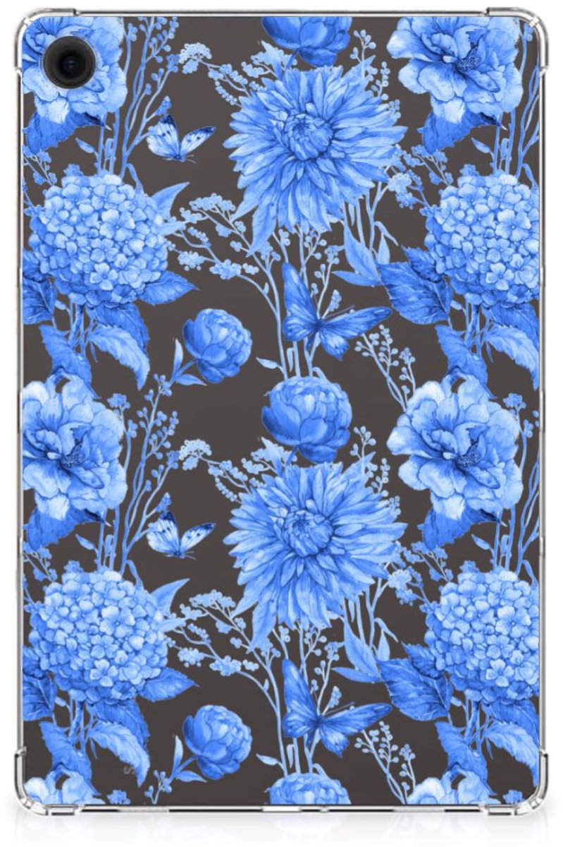 Siliconen Hoesje voor Samsung Galaxy Tab A9 Plus Flowers Blue