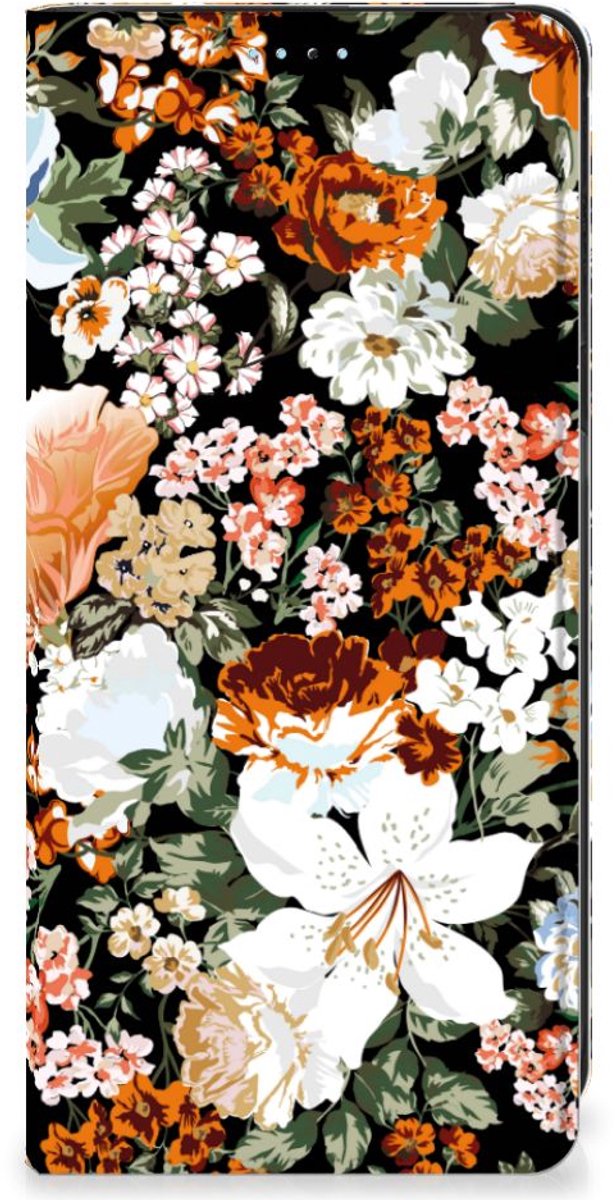 Standcase Hoesje voor Smart Cover voor Xiaomi Redmi Note 11/11S Dark Flowers