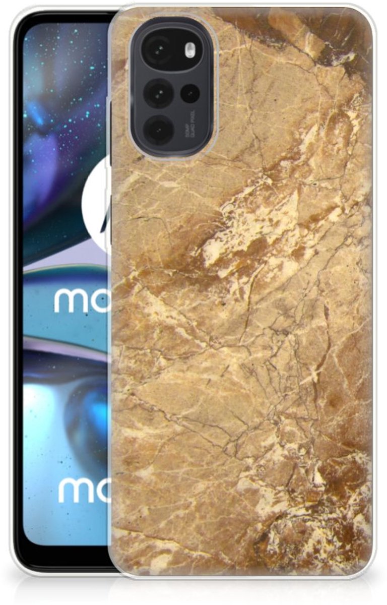 Motorola Moto G22 TPU Siliconen Hoesje Marmer Creme