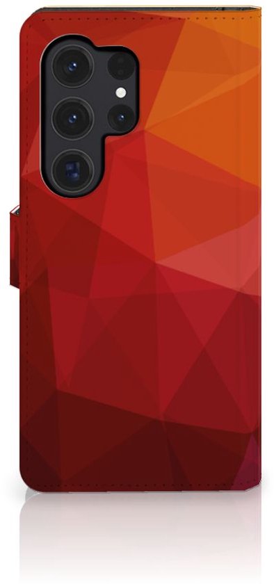Book Case adapté pour Samsung Galaxy S24 Ultra Polygon Rouge