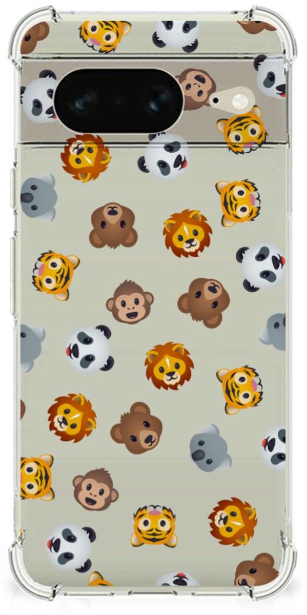 Doorzichtige Silicone Hoesje voor Google Pixel 8 Dieren Emojis