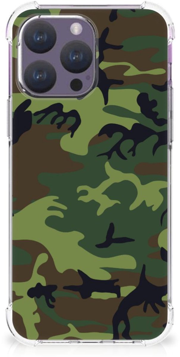 iPhone 15 Pro Max Doorzichtige Silicone Hoesje Army Dark