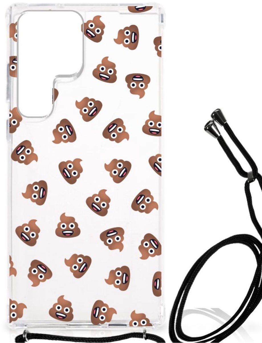 Doorzichtige Silicone Hoesje voor Samsung Galaxy S23 Ultra Poep Emojis