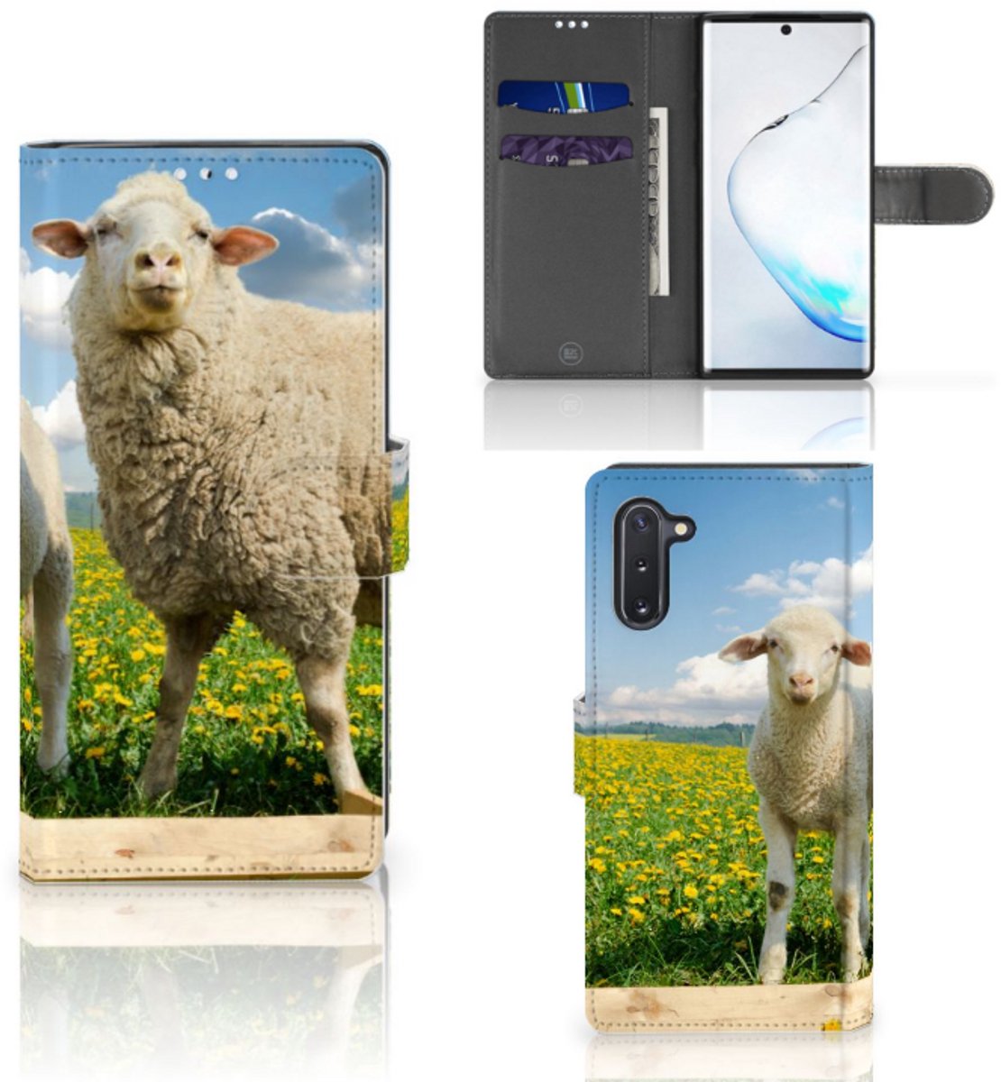 Samsung Galaxy Note 10 Telefoonhoesje met Pasjes Schaap en Lammetje