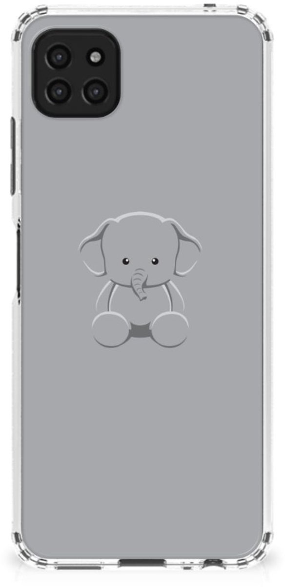 Samsung Galaxy A22 5G Stevig Bumper Hoesje Grijs Baby Olifant
