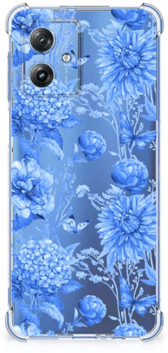 Case voor Motorola Moto G54 Flowers Blue