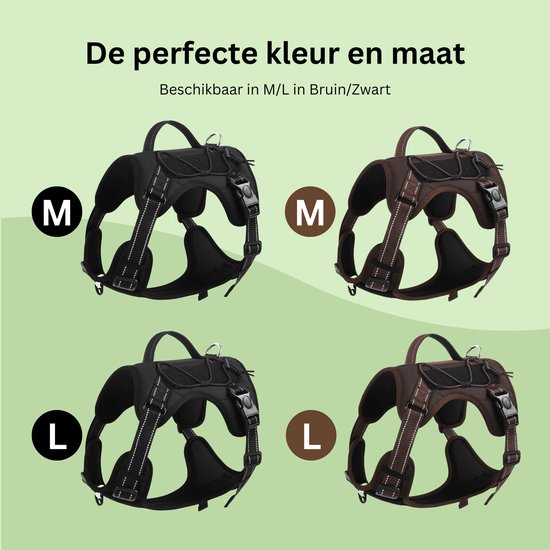 Harnais pour chien Bandoga - Harnais réfléchissant anti-traction - Marron - Taille L - Marche confortable
