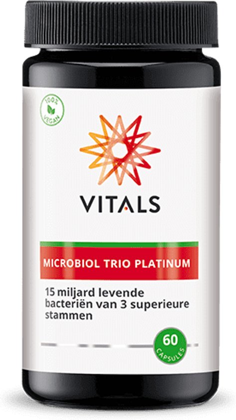 Vitals Microbiol Trio Platinum - 60 capsules - Biotica. 15 miljard levende bacteriën van 3 superieure stammen per capsule.