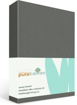 Pure'Cotton Hoeslaken 180x200 - tot 35 cm Hoekhoogte - 100% Katoen Jersey - Meer Kleuren - Strijkvrij - Lange Levensduur - Antraciet