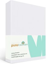 Pure'Cotton Hoeslaken 200x200 - tot 35 cm Hoekhoogte - 100% Katoen Jersey - Meer Kleuren - Strijkvrij - Lange Levensduur - Wit