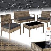 Bol.com tectake® - Wicker tuinset - Weerbestendig - Tuinset met 2 Fauteuils 1 Tuinbank 1 Tafel - Outdoor Loungemeubelset voor Tu... aanbieding