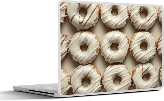 Laptop sticker - 14 inch - Donuts - Chocolade - Wit - Beige - 32x5x23x5cm - Laptopstickers - Laptop skin - Cover