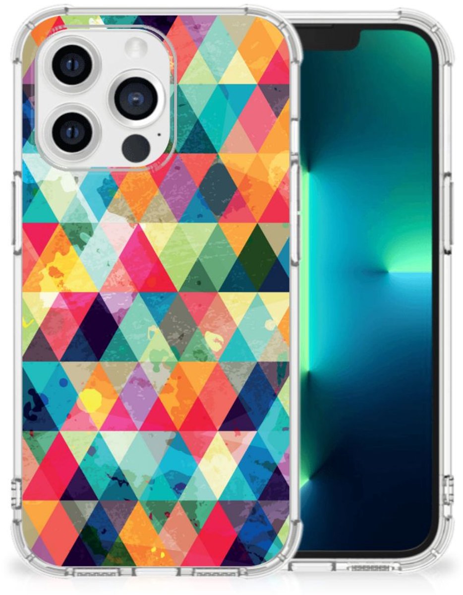 Apple iPhone 13 Pro Doorzichtige Silicone Hoesje Geruit