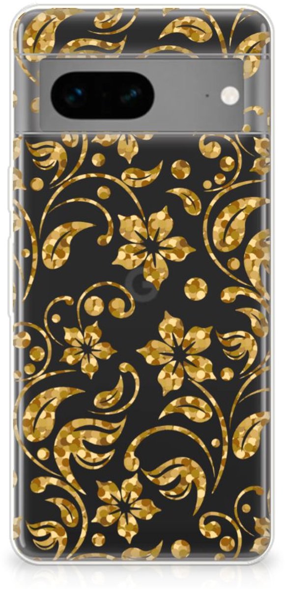 TPU Hoesje voor Google Pixel 7 TPU Case Gouden Bloemen