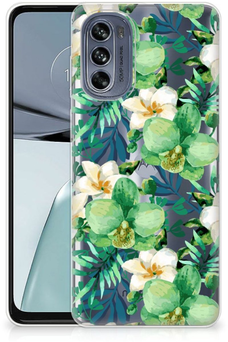 Back Cover voor Motorola Moto G62 5G TPU Case Orchidee Groen