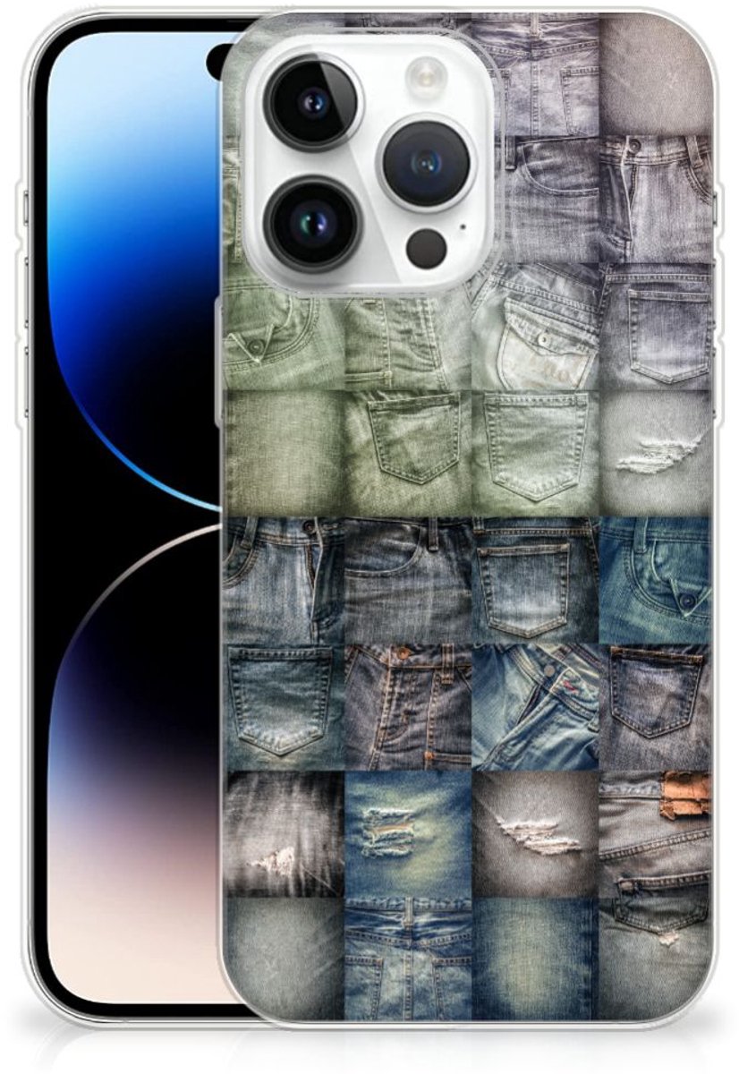 Back Cover voor Silicone Back Cover iPhone 14 Pro Max Spijkerbroeken