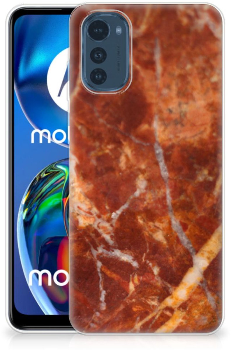 Motorola Moto E32/E32s TPU Siliconen Hoesje Marmer Bruin