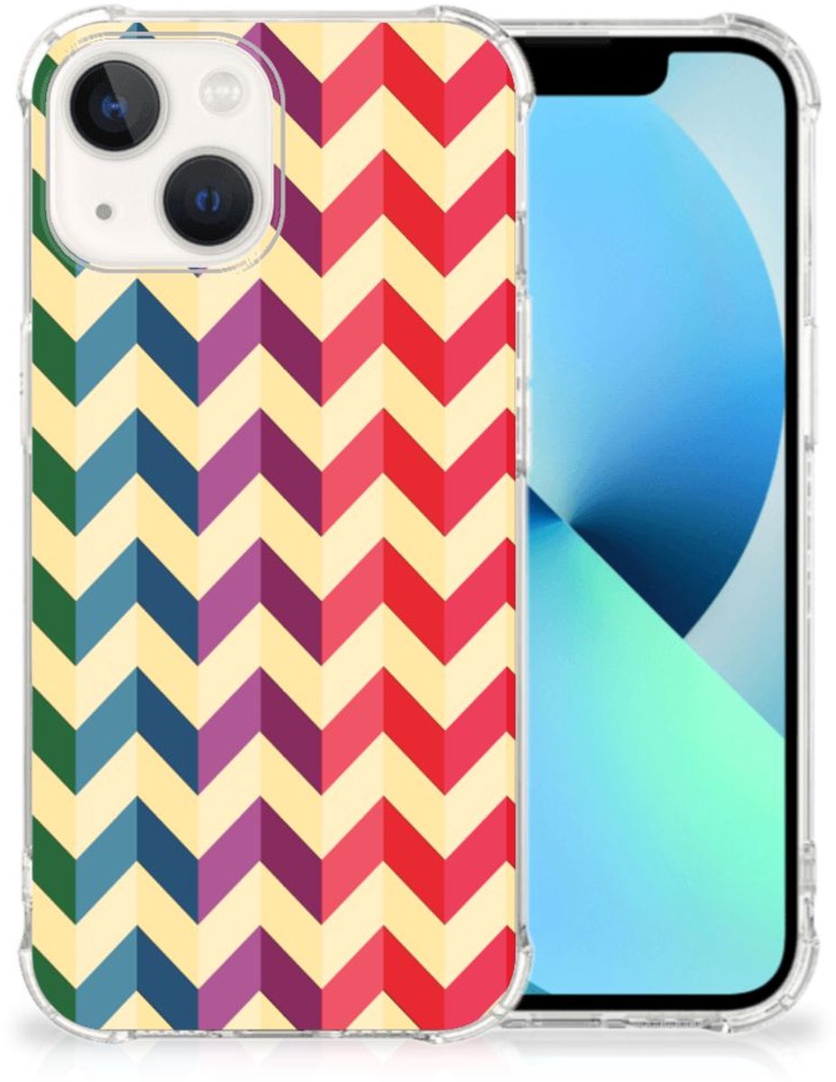 iPhone 13 Doorzichtige Silicone Hoesje Zigzag Multi Color