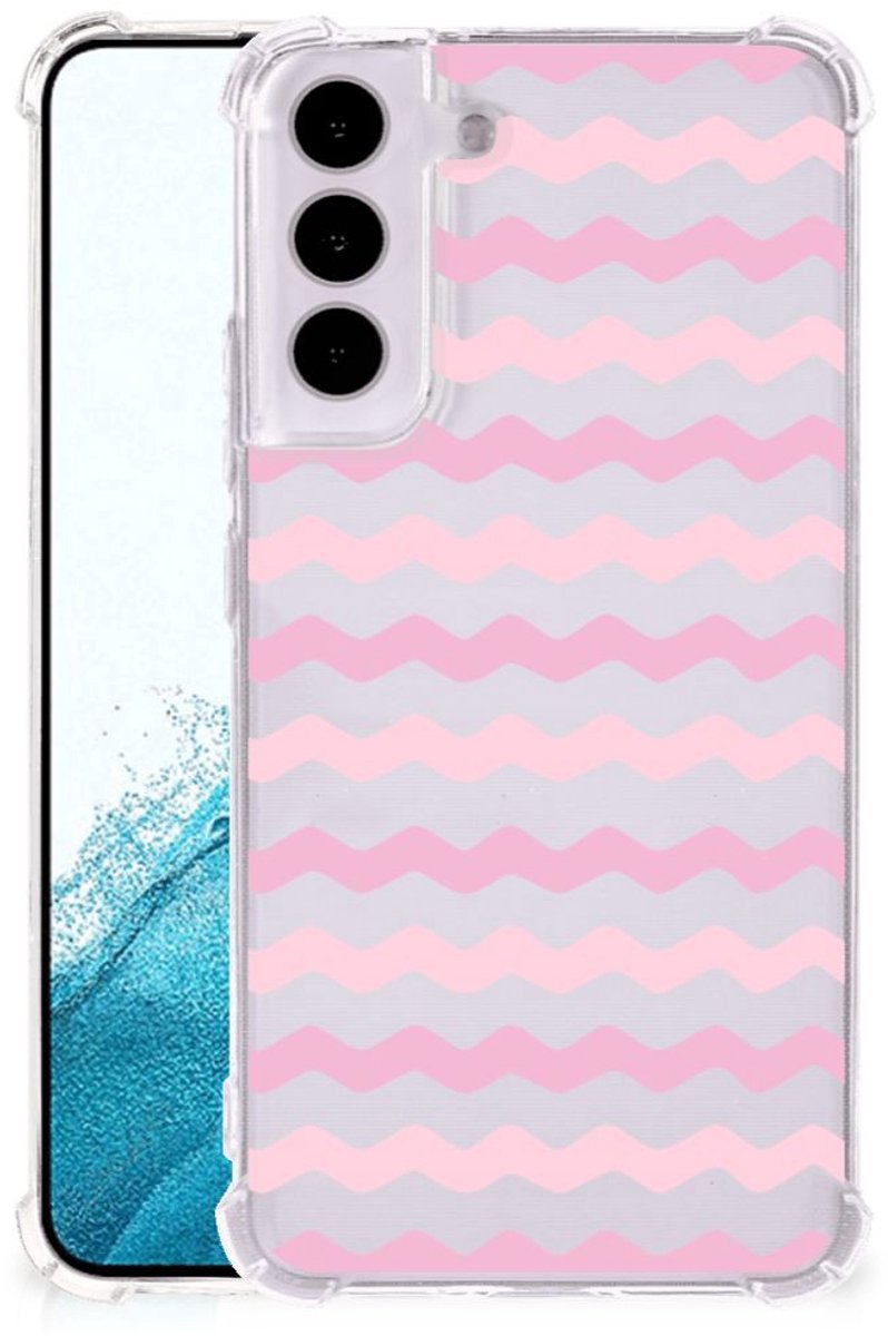 Samsung Galaxy S22 Doorzichtige Silicone Hoesje Waves Roze