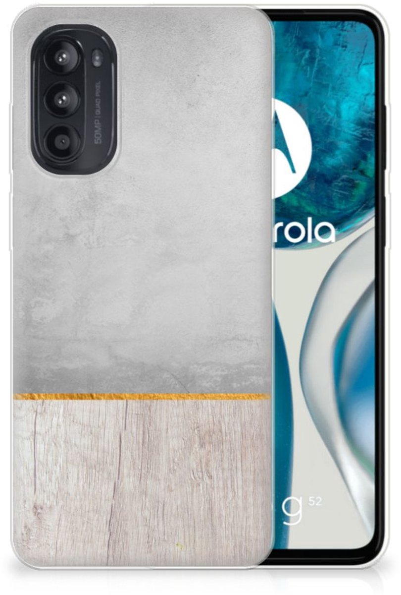 Motorola Moto G52/G82 Bumper Hoesje Wood Concrete