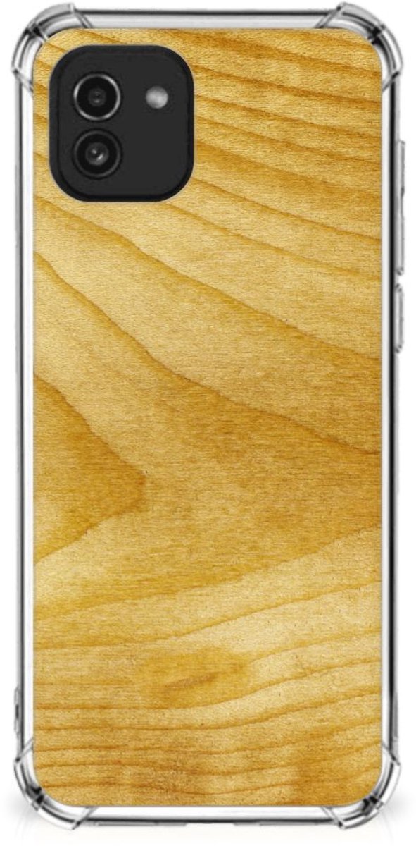 Samsung Galaxy A03 Stevig Telefoonhoesje Licht Hout