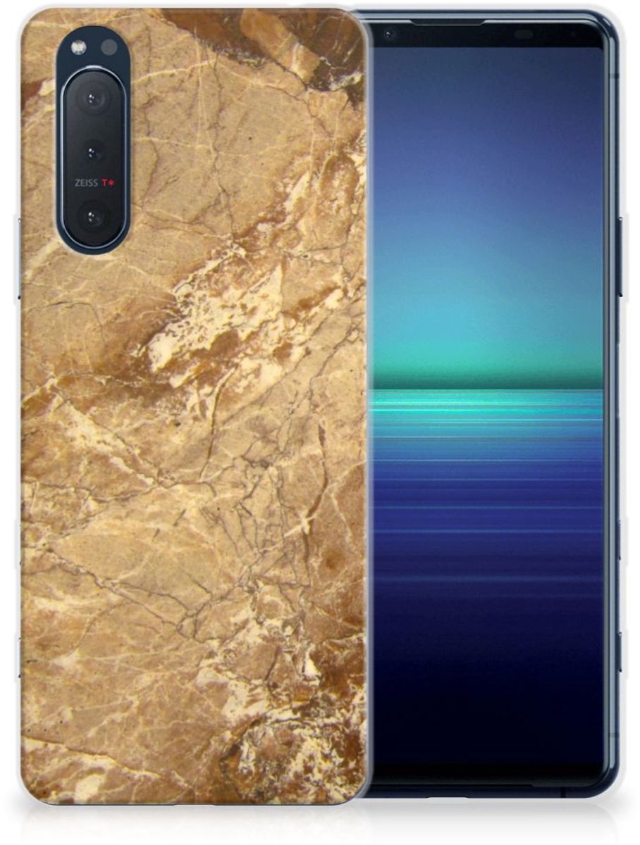 Sony Xperia 5II TPU Siliconen Hoesje Marmer Creme