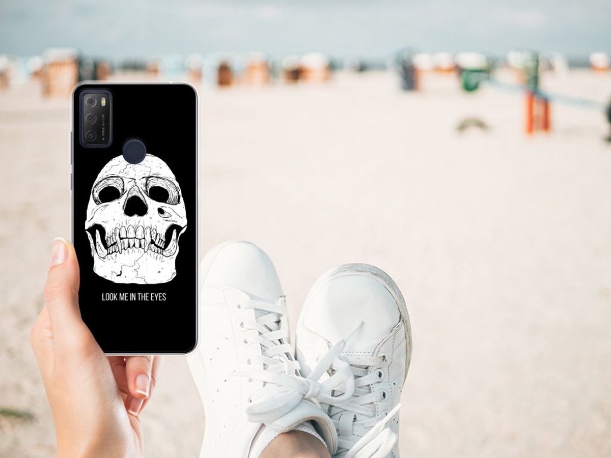 Back Cover voor Silicone Back Case Alcatel 1S (2021) Skull Eyes