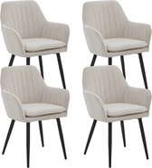 Bol.com Colenis® - Lavinia Eetkamerstoel - Set Van 4 - Beige - Geweven Stof - Industrieel aanbieding