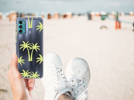 Coque en silicone Motorola Moto G60 coque de téléphone avec nom palmiers