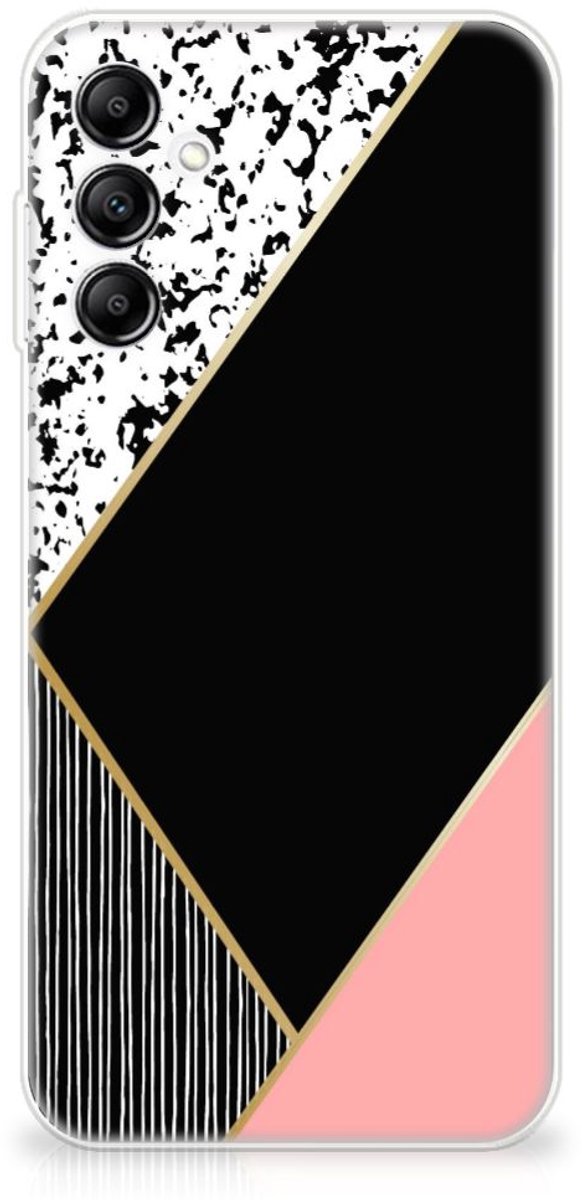 Samsung Galaxy A14 5G TPU Hoesje Zwart Roze Vormen