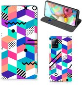 Samsung Galaxy A71 Stand Case Blokken Kleurrijk