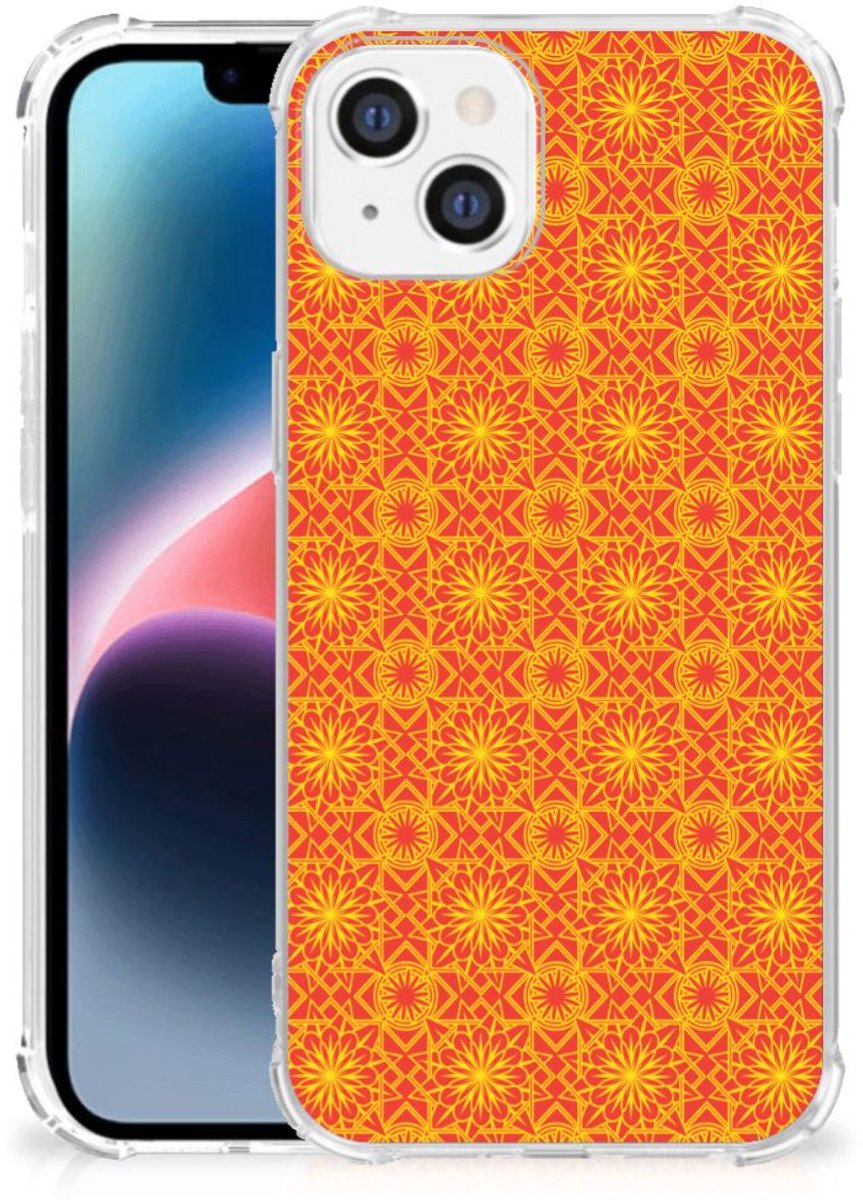 Apple iPhone 14 Plus Doorzichtige Silicone Hoesje Batik Oranje