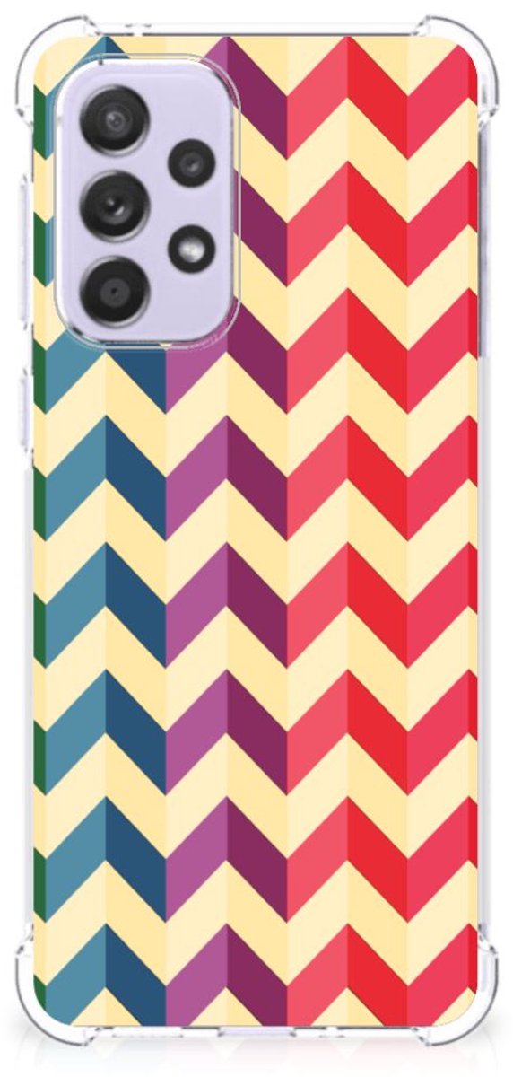 Samsung Galaxy A33 Doorzichtige Silicone Hoesje Zigzag Multi Color