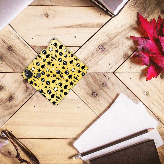 Etui Portefeuille Google Pixel 4a avec Porte-Cartes Punk Yellow