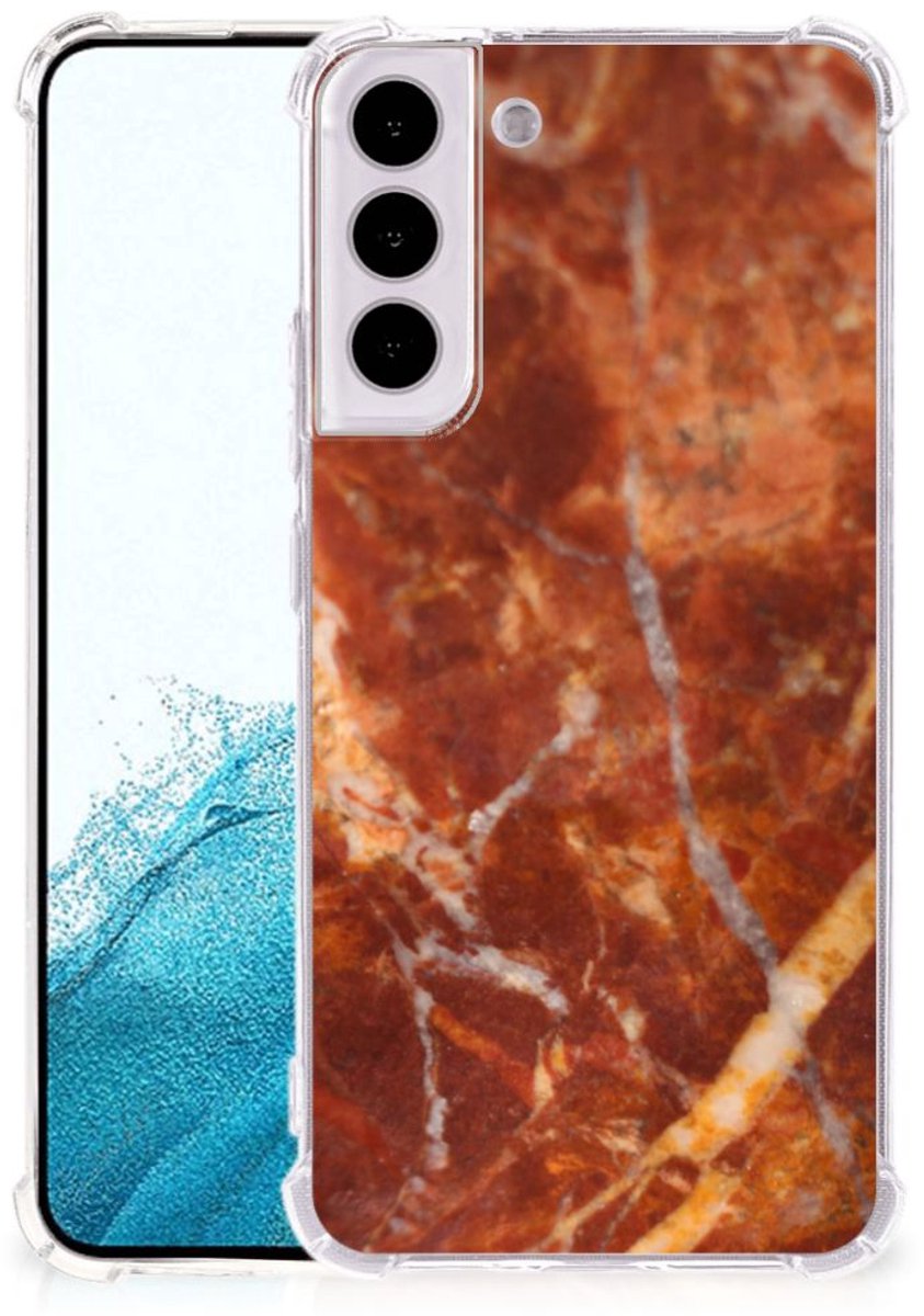 Samsung Galaxy S22 Plus Anti-Shock Hoesje Marmer Bruin