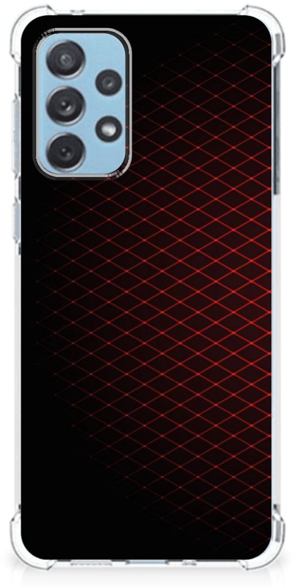 Samsung Galaxy A73 Doorzichtige Silicone Hoesje Geruit Rood