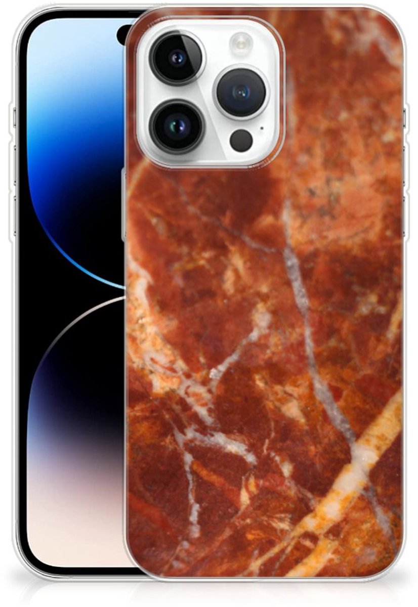 iPhone 14 Pro Max TPU Siliconen Hoesje Marmer Bruin