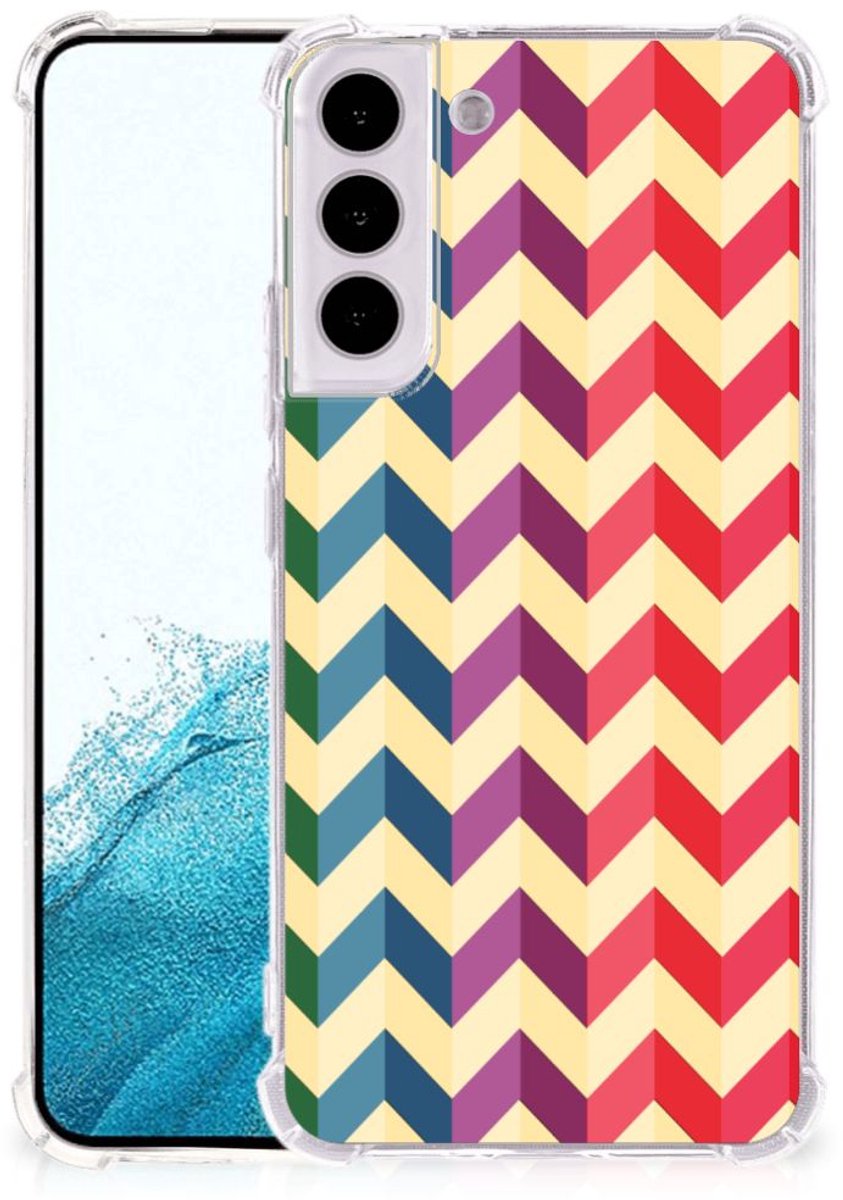 Samsung Galaxy S22 Plus Doorzichtige Silicone Hoesje Zigzag Multi Color