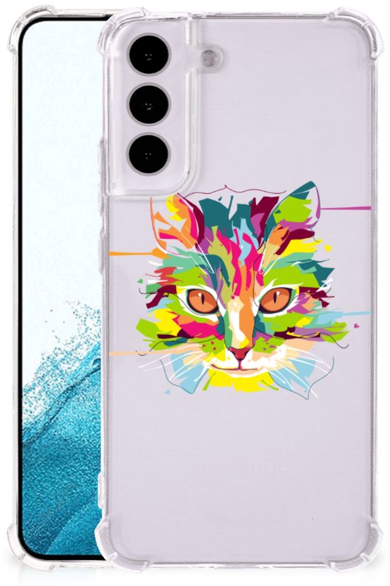 Samsung Galaxy S22 Stevig Bumper Hoesje Cat Color