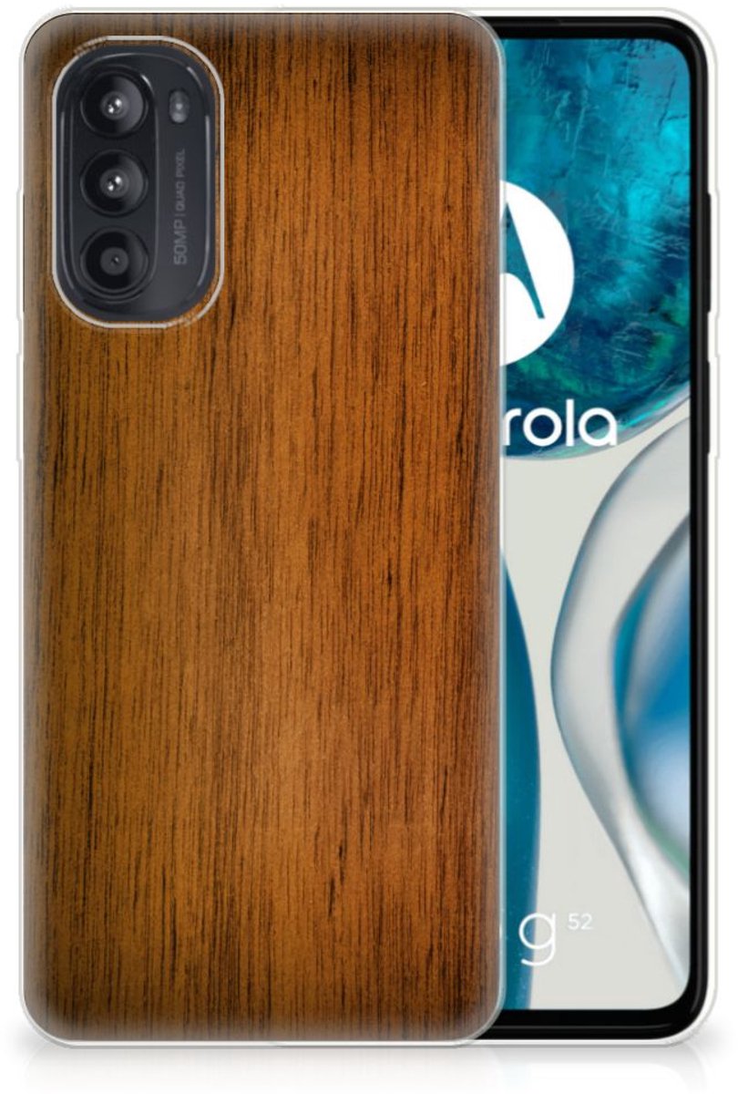 Motorola Moto G52/G82 Bumper Hoesje Donker Hout